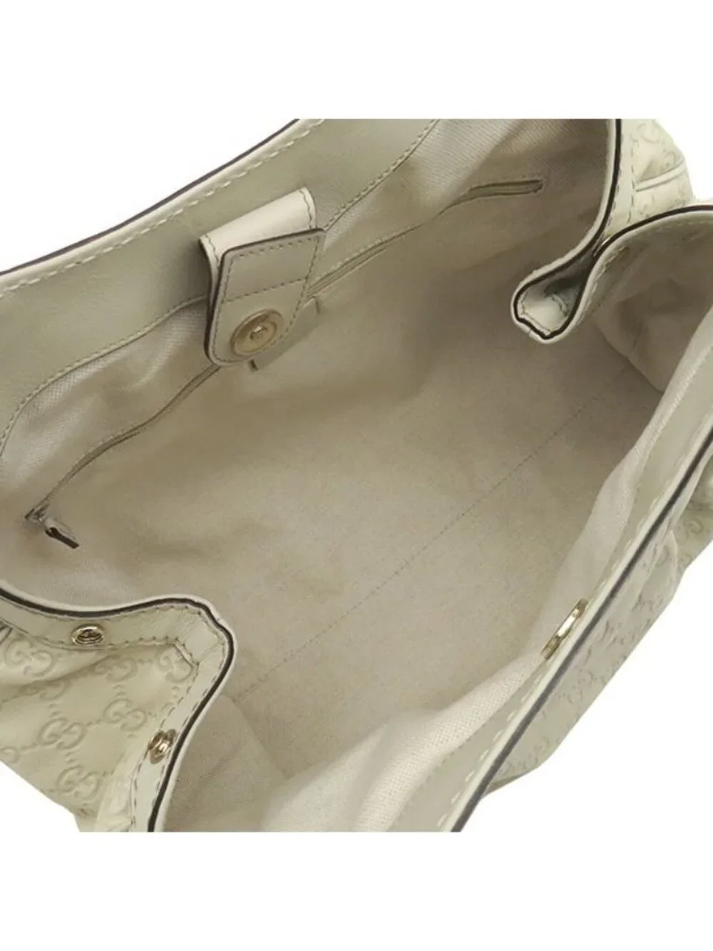 Gucci Handbag Sookie Leather White Champagne Gold Off GG Guccissima Tote with